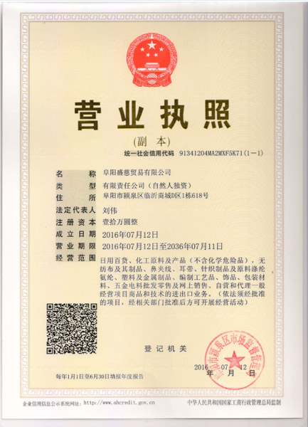 The business license 